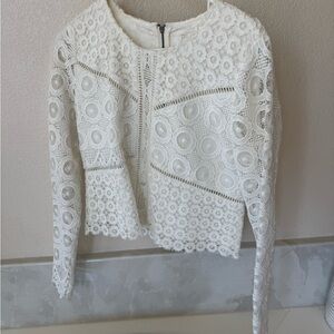 Lovers + Friends White Lace Blouse